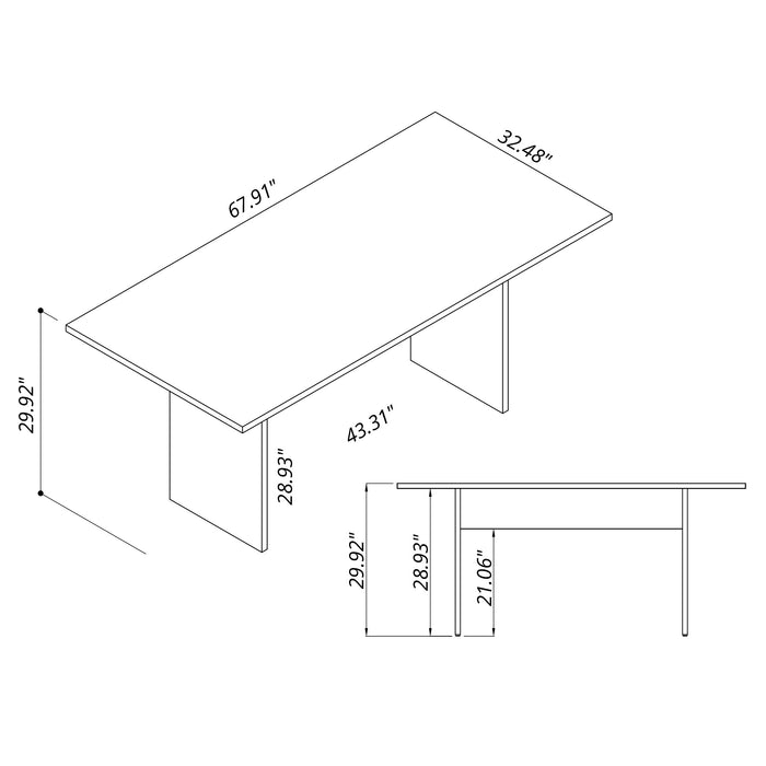 Manhattan Comfort Nomad 67.91\" Modern Dining Table - Tatiana Midnight Blue