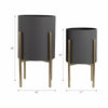 Iron 23" Ridges Grey Planter on Gold Metal Stand - Set of 2|Cache-pot strié de 23 po en fer gris sur support en métal doré - ensemble de 2