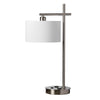 Dainolite 1 Light Table Lamp USB Port Satin Chrome Finish White Shade
