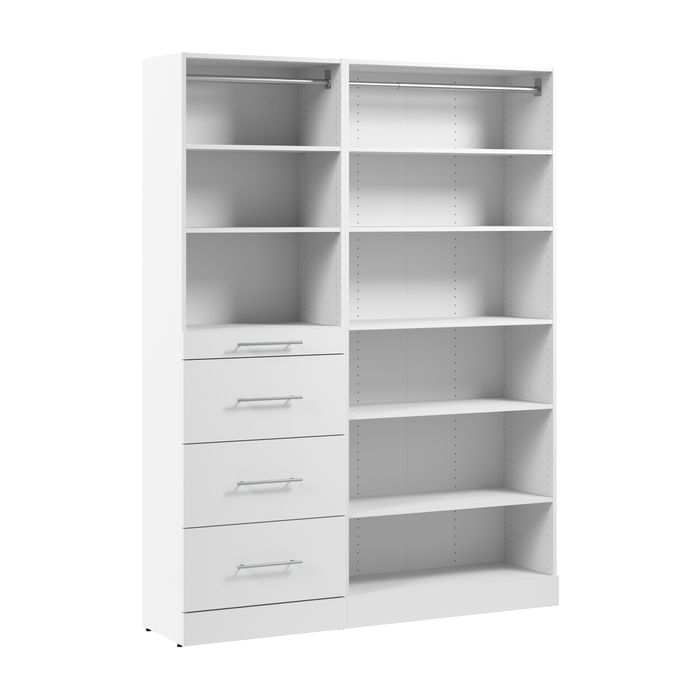 Bestar Florence 60\" Modular Reach-In/Walk-In Closet System with Storage - White