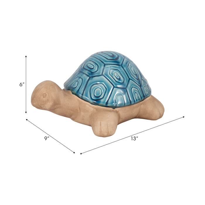 Ceramic 13\" Tortoise - Turquoise