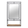 Wood and Metal 36" Wall Shelf with Mirror - Black and Brown | Étagère murale de 36 po en bois et en métal avec miroir - noire et brune
