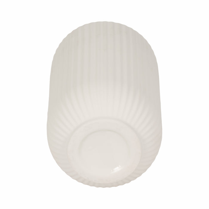 Ceramic 7\" Ridged Vase - White