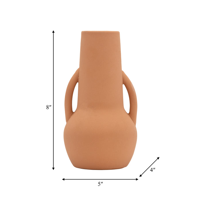 Ceramic 8\" Vase with Handles - Terracotta