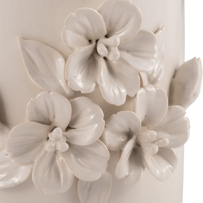 Ceramic 8\" Flower Bunch Vase - Ivory