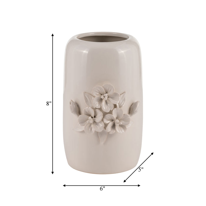Ceramic 8\" Flower Bunch Vase - Ivory