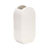 Ceramic 9\" Oval Ridged Vase - White