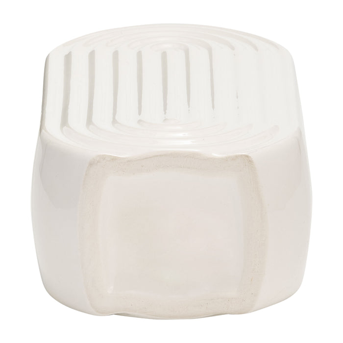Ceramic 9\" Oval Ridged Vase - White