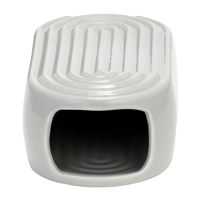 Ceramic 9\" Oval Ridged Vase - Glacier