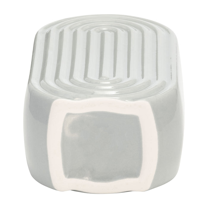 Ceramic 9\" Oval Ridged Vase - Glacier