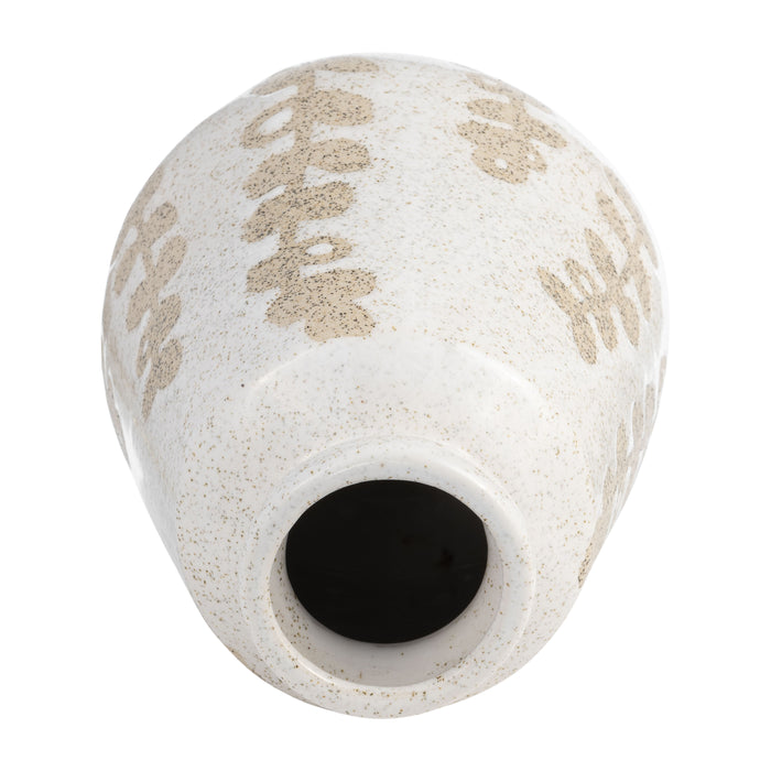 Ceramic 9\" Botanical Vase - Ivory