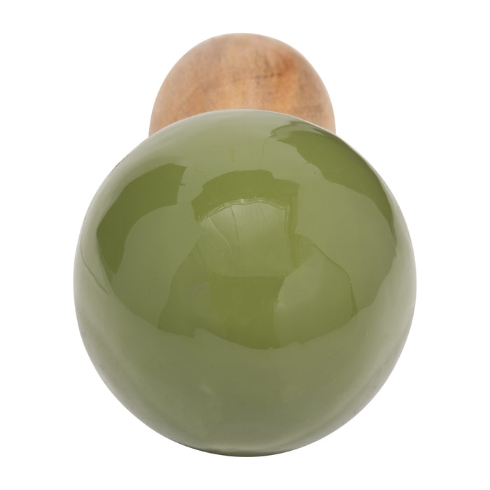 Wood 10\" Coned Mushroom - Olive