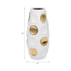 13" Circle Emobossed Vase - White and Gold | Vase embossé de cercles de 13 po - blanc et doré