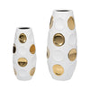 13" Circle Emobossed Vase - White and Gold | Vase embossé de cercles de 13 po - blanc et doré