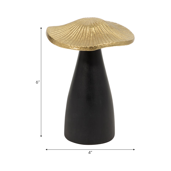 Metal 6\" Mushroom Decor - Black and Gold