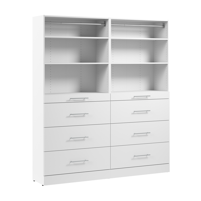 Bestar Florence 71\" Modular Reach-In/Walk-In Closet System with Shelves and Drawers Slab Style - White
