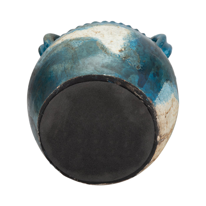 Terracotta 10\" Triple Handle Jug - Blue and Ivory