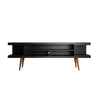 Manhattan Comfort Utopia 70.47" TV Stand with Splayed Wooden Legs & 4 Shelves - Black|Meuble pour téléviseur Utopia de Manhattan Comfort de 70,47 po avec pattes évasées en bois et 4 tablettes - noir