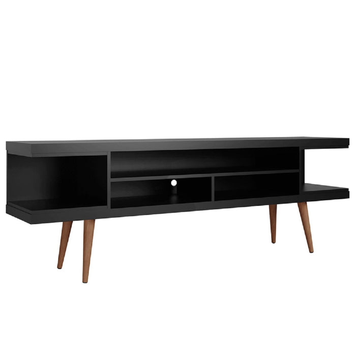 Manhattan Comfort Utopia 70.47\" TV Stand with Splayed Wooden Legs & 4 Shelves - Black