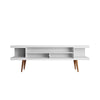 Manhattan Comfort Utopia 70.47" TV Stand with Splayed Wooden Legs & 4 Shelves - White|Meuble pour téléviseur Utopia de Manhattan Comfort de 70,47 po avec pattes évasées en bois et 4 tablettes - blanc