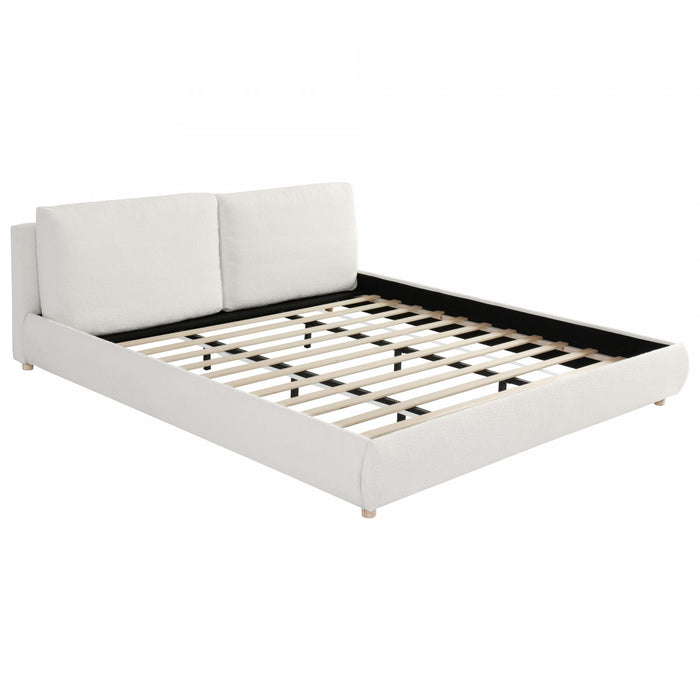 Ava Upholstered Bed with Loop-Pile Fabric,King Size - Light Beige