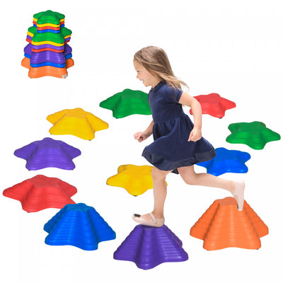 Outsunny 11pcs Larger Size Balance Stepping Stones For Kids With Non-slip Bottom, Stackable Obstacle|Outsunny 11 Pcs Pierres D'equilibre Pour Enfants, 11 Pieces De Course D'obstacles Antiderapantes De