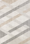 Washable Multi-Coloured Basketweave Lines Area Rug - 5'3\" x 7'7\"