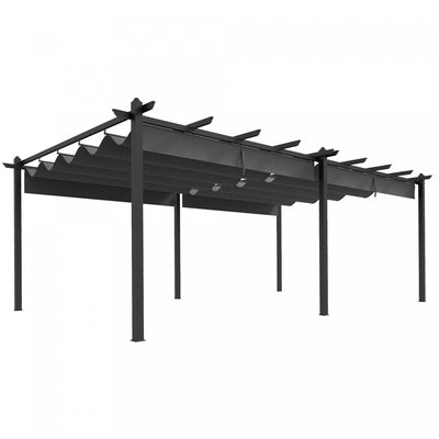 Outsunny 12' X 20' Retractable Pergola Canopy, Aluminum Pergola, Outdoor Sun Shade Shelter For Grill|Outsunny Pergola Ave Auvent Retractable De 12' X 20', Pergola En Aluminium, Abri Pare-soleil Exterie