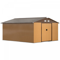 Outsunny 11' X 13' Garden Storage Shed With Double Sliding Door And 4 Ventilation Slots, Garden Tool