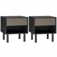 HOMCOM Nightstand with Drawer and Open Shelf, Set of 2 Side Table, Black