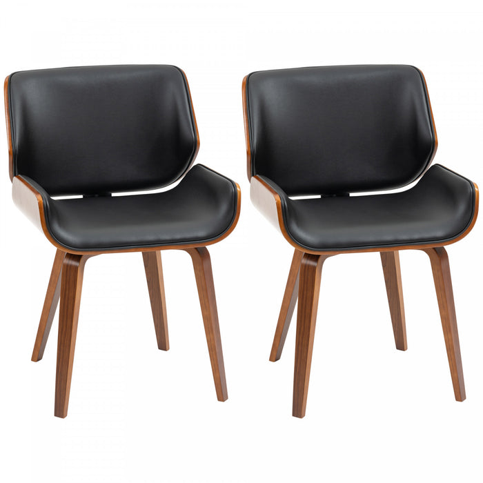 HOMCOM Dining Chairs Set of 2, PU Leather Kitchen Chairs, Black