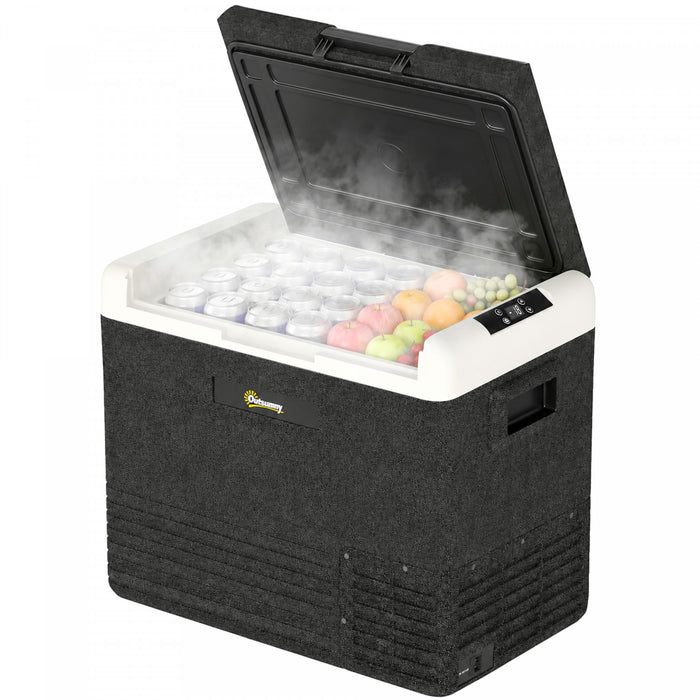 Outsunny 12 Volt Car Refrigerator, 32QT Car Fridge Electric Cooler, 12/24V DC and 100-240V AC, -4-68 ℉, Portable Refrigerator for Truck SUV Travel Camping Road Trips Tailgating