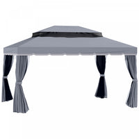 Outsunny 13' X 10' Patio Gazebo, Double roof Outdoor Gazebo Canopy Shelter With Netting & Curtains, 