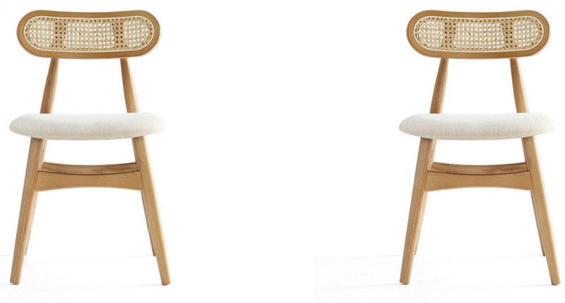 Manhattan Comfort Set of 2 Colbert Dining Chairs - Natural Cane & Oatmeal