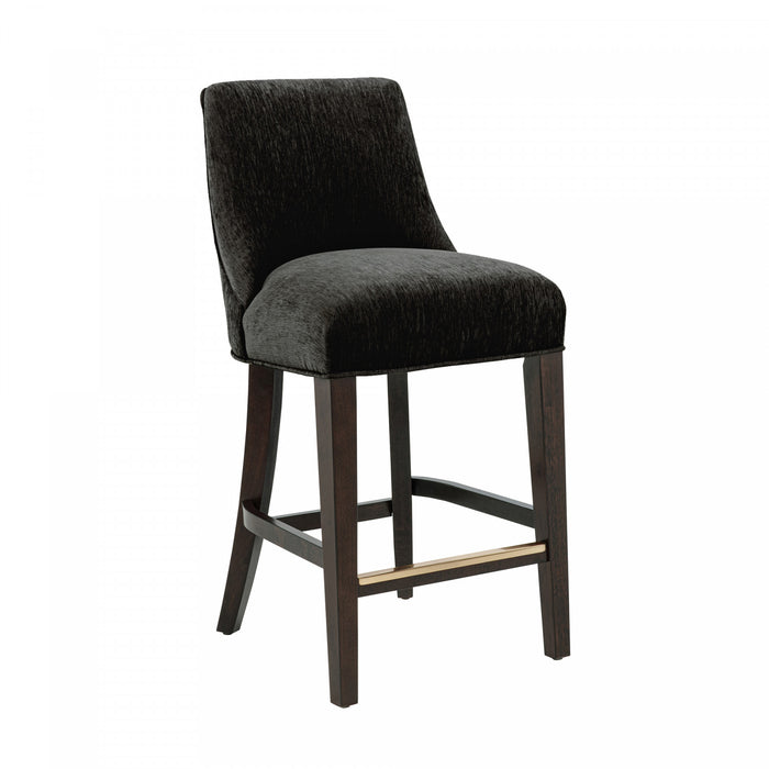 Beever Modern Chenille Wood Counter Stool in Black