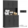 HOMCOM 71" Pantry Cabinet, Kitchen Cupboard with Charging Station, Black