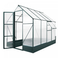 Outsunny 8.2' X 6.2' Upgraded Greenhouse With Temperature Controlled Window, Raised Garden Bed And F