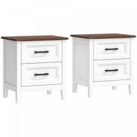 HOMCOM Farmhouse Nightstand Set of 2, Bedside Tables with 2 Drawers, White