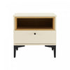 Amara Modern 20" Nightstand in Cream and Light Oak (1-Drawer) | Table de nuit moderne Amara 20" en creme et chene clair (1 tiroir)
