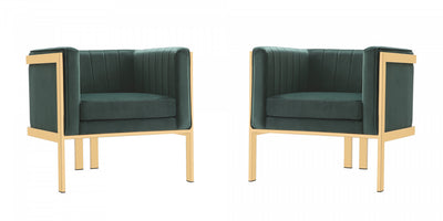 Paramount Modern Velvet Lounge Chair in Forest Green - Set of 2 | Fauteuil lounge moderne en velours Paramount vert foret - Lot de 2