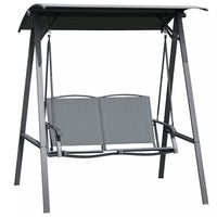 Outsunny 2-Seat Patio Swing Chair with Adjustable Canopy and Steel Frame