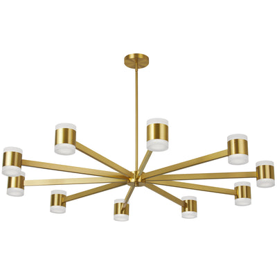 Dainolite Wilson Chandelier 140w Aged Brass White Acrylic Diffuser Lamp|Lustre Circulo de Wilson en acrylique blanc qui diffuse la lumière, avec fini laiton vieilli et ampoule de 140 W