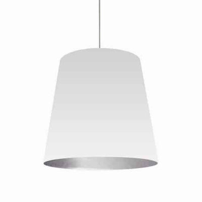 Dainolite Oversized Drum 1 Light Pendant Large White/Silver Shade Lamp|Grand luminaire suspendu de Dainolite avec très grand abat-jour cylindrique blanc et argenté, et 1 ampoule