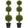 HOMCOM Set of 2 Decorative Artificial Plants Boxwood in Pots, 45.3 Inch