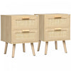 HOMCOM Boho Design Nightstand Set of 2 with 2 Drawers for Living Room