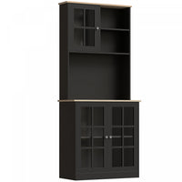 HOMCOM Kitchen Pantry with 3 Storage Cabinets, 2 Open Shelves, Countertop