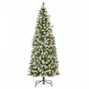Homcom 6' Prelit Flocked Artificial Christmas Tree W/ Pine Cones, Berries|Homcom Arbre De Noel Artificiel 300 Lumieres Led Et 618 Embouts