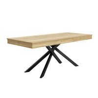 FlexDine 55-71 Inch Rectangular Extendable Dining Table with Cross Legs and Oak Finish, Oak