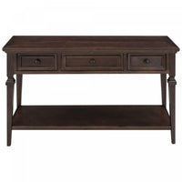 Sabina Solid Wood Console Table With 3 Drawers And Shelf - Espresso