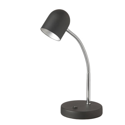 Dainolite LED Table Lamp 5w Polished Chrome Finish Satin Black Shade|Lampe de table de Dainolite avec abat-jour noir satiné, fini chromé poli et ampoule à DEL de 5 W